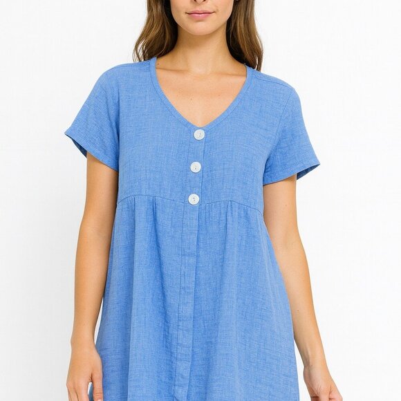 Flax by Jeanne Engelhart Linen Tunic Top Relaxed Button Front Lagenlook - Picture 15 of 15